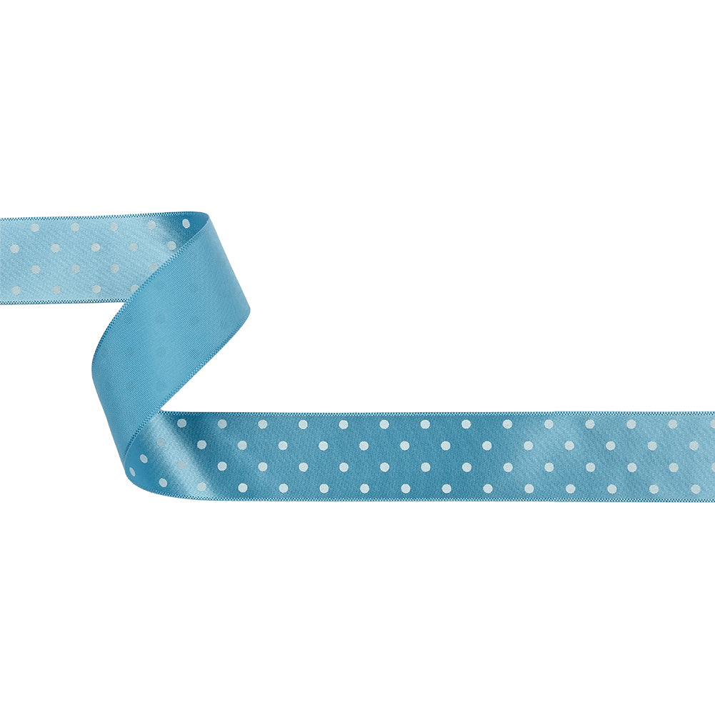 Blue and White Polka Dot Satin Ribbon - 1" Blue and White Polka Dot Satin Ribbon - 1"