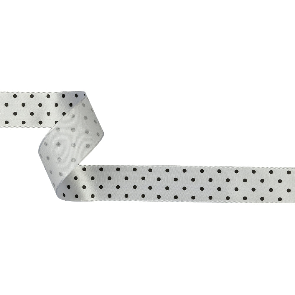 White and Black Polka Dot Satin RIbbon - 1" White and Black Polka Dot Satin RIbbon - 1"