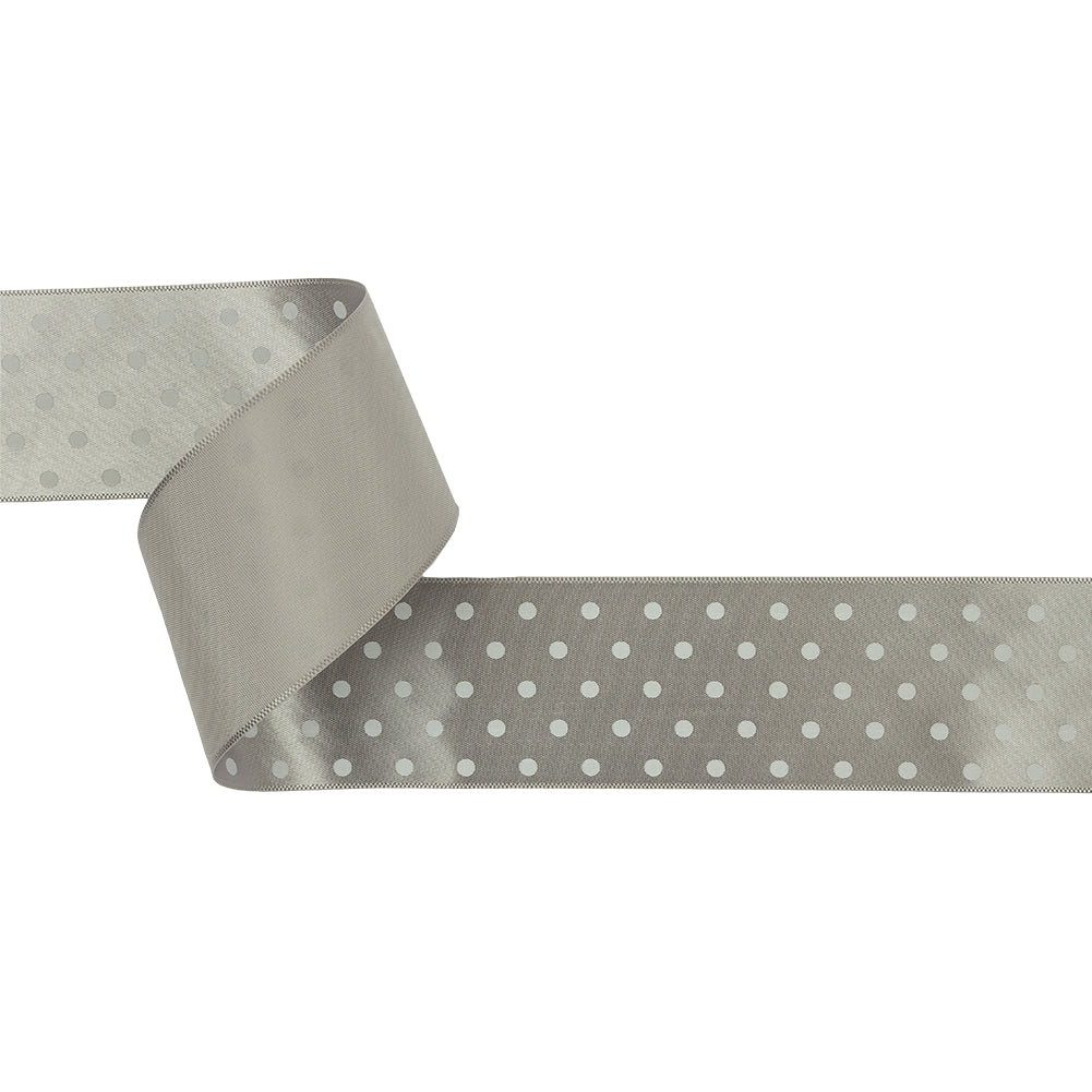 Gray and White Polka Dot Satin Ribbon - 1.5" Gray and White Polka Dot Satin Ribbon - 1.5"