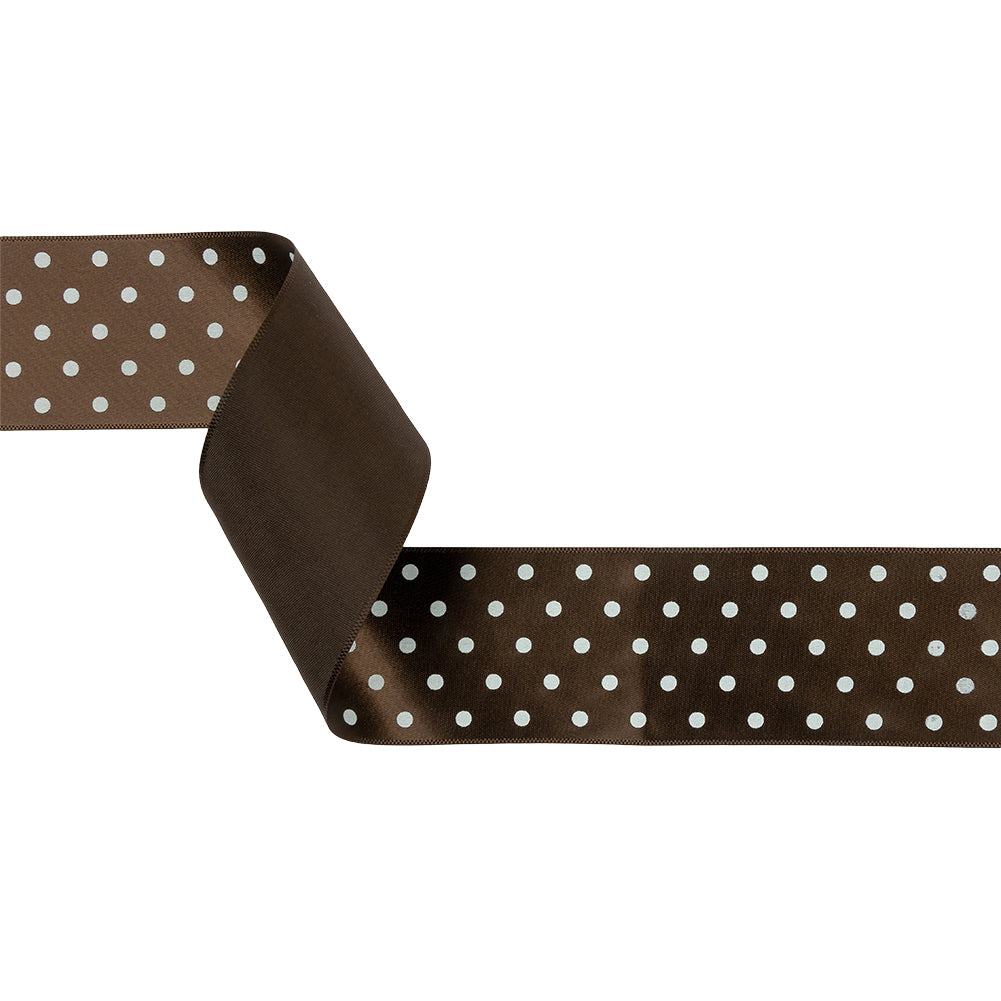 Brown and White Polka Dot Satin Ribbon - 1.5" Brown and White Polka Dot Satin Ribbon - 1.5"