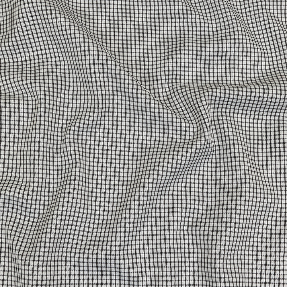 White and Black Checked Cotton and Polyester Twill White and Black Checked Cotton and Polyester Twill
