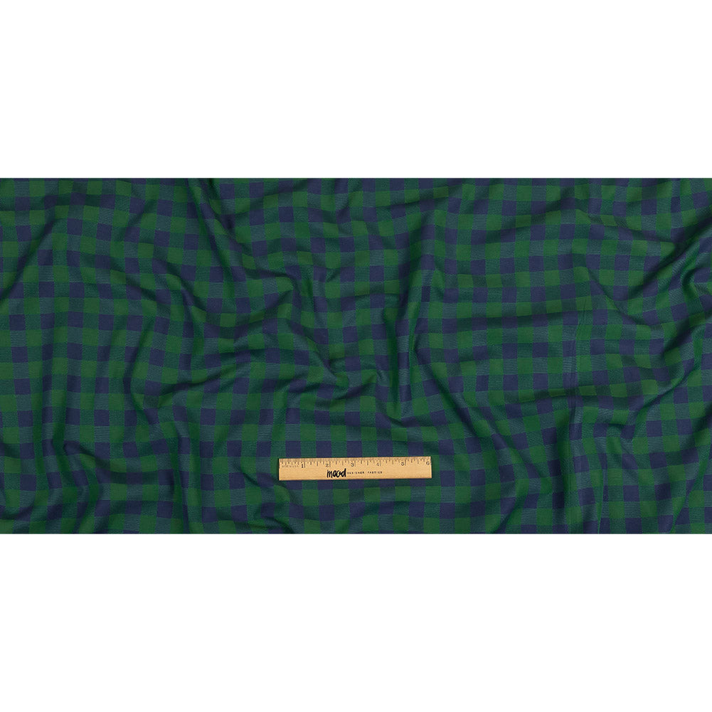 Blue and Green Checkered Cotton and Polyester Dobby Full Blue and Green Checkered Cotton and Polyester Dobby Full