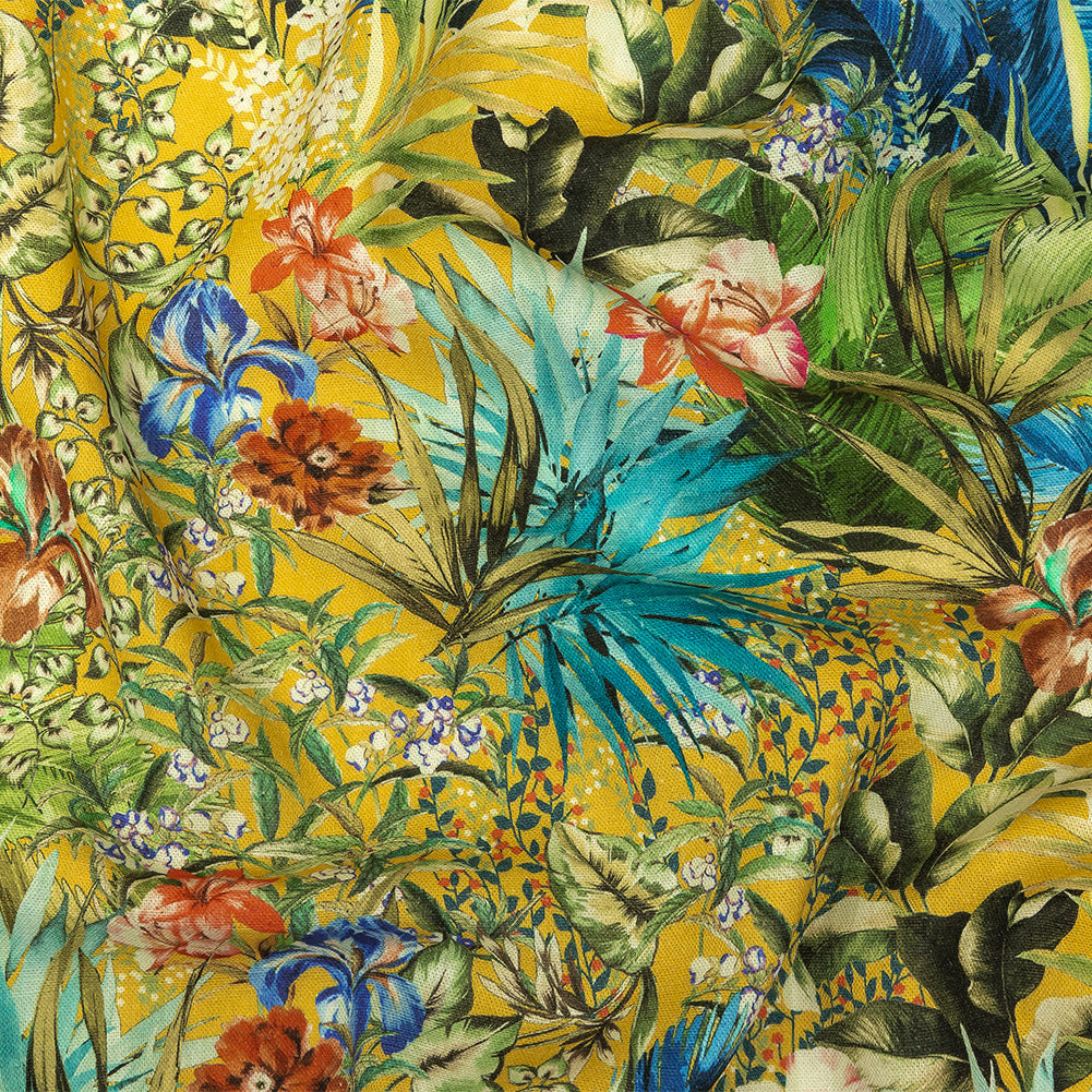 Linen and Rayon Woven Print - Yellow and Multicolor Floral - Mood Exclusive Amazonia Linen and Rayon Woven Print - Yellow and Multicolor Floral - Mood Exclusive Amazonia