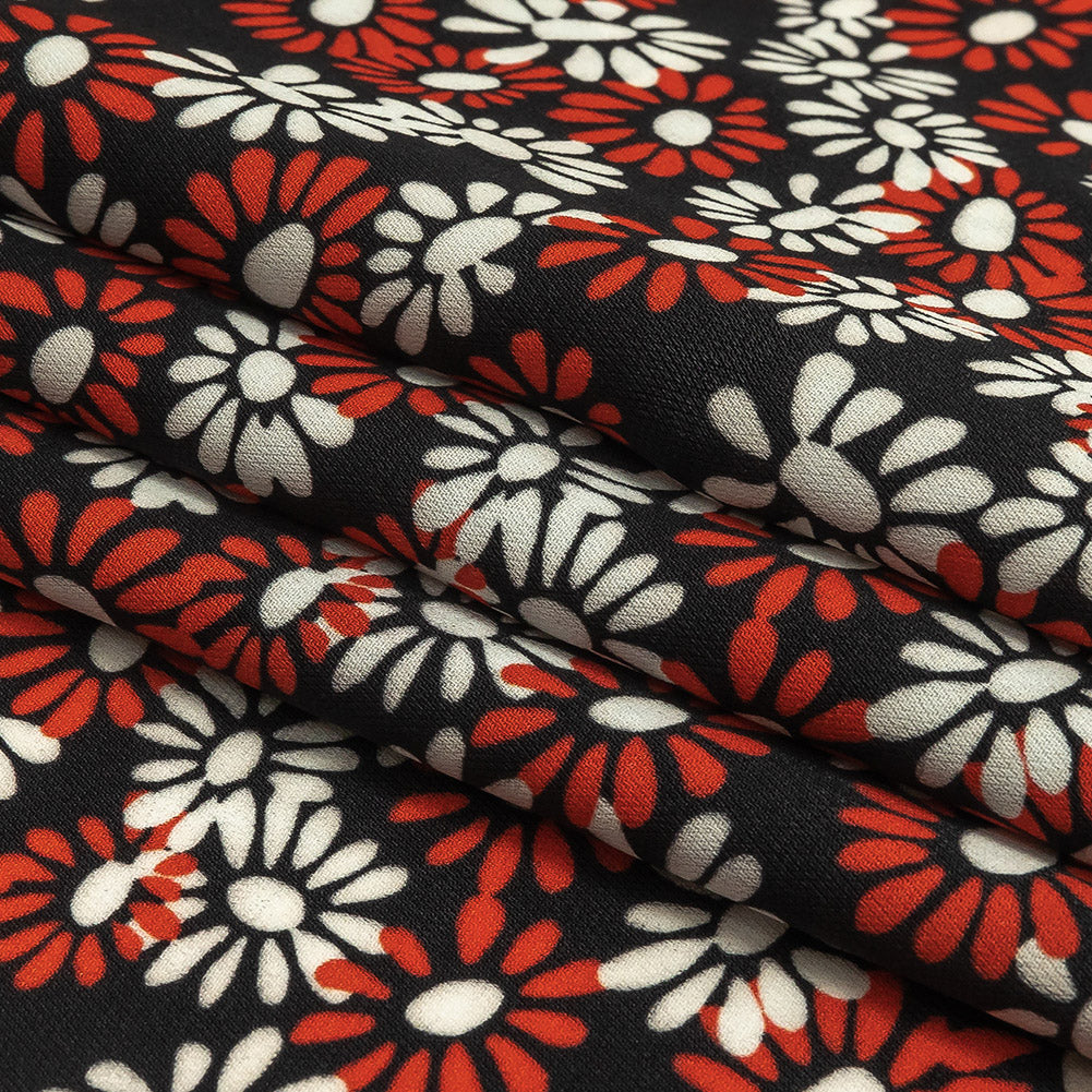 Fluid Polyester Twill Print - Red, White and Black Floral - Mood Exclusive Shaken Not Stirred Folded Fluid Polyester Twill Print - Red, White and Black Floral - Mood Exclusive Shaken Not Stirred Folded