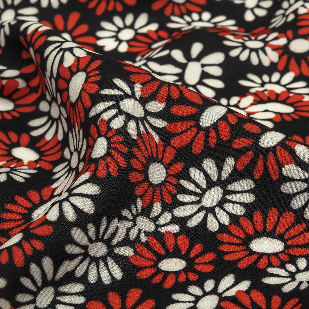 Fluid Polyester Twill Print - Red, White and Black Floral - Mood Exclusive Shaken Not Stirred Detail Fluid Polyester Twill Print - Red, White and Black Floral - Mood Exclusive Shaken Not Stirred Detail