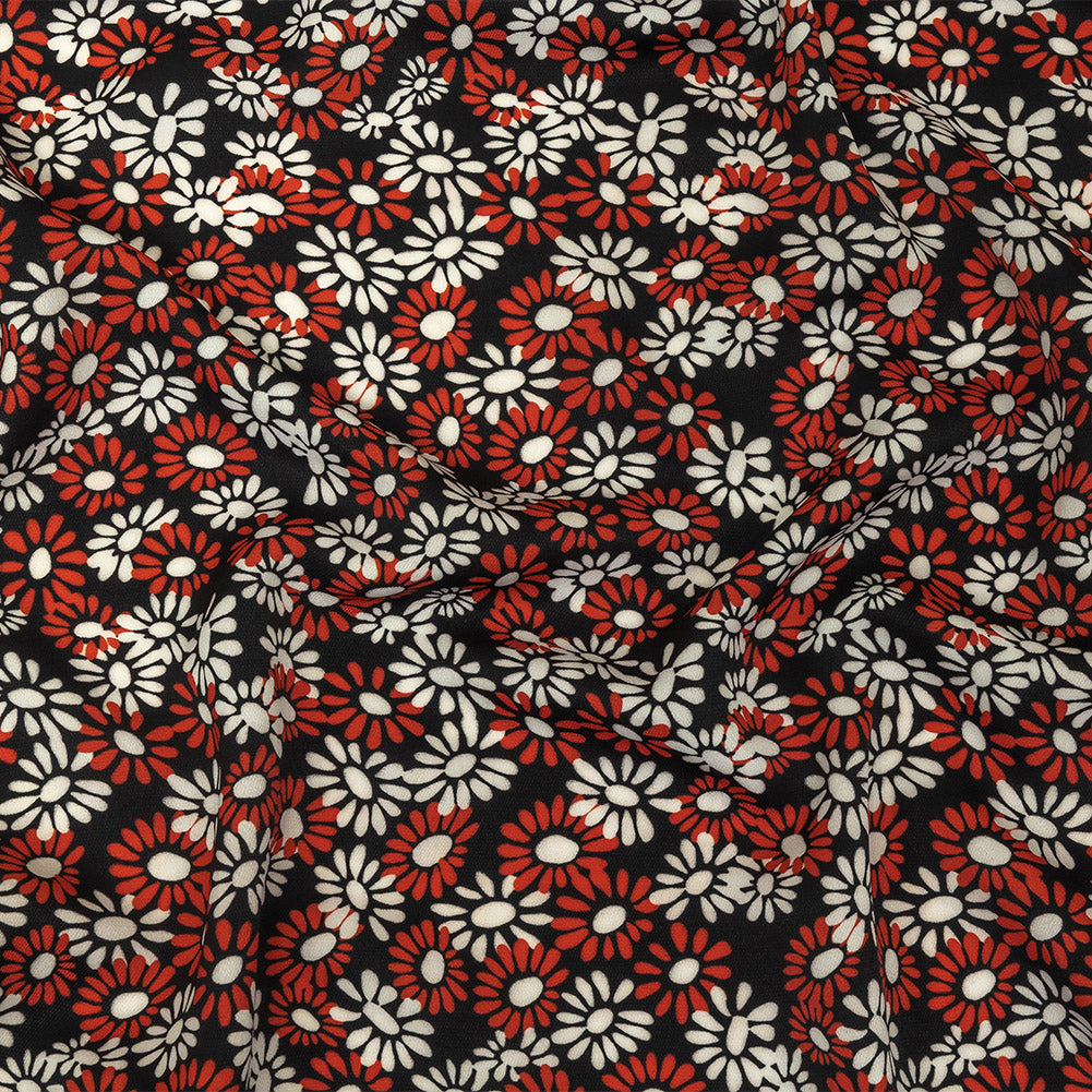 Fluid Polyester Twill Print - Red, White and Black Floral - Mood Exclusive Shaken Not Stirred Fluid Polyester Twill Print - Red, White and Black Floral - Mood Exclusive Shaken Not Stirred