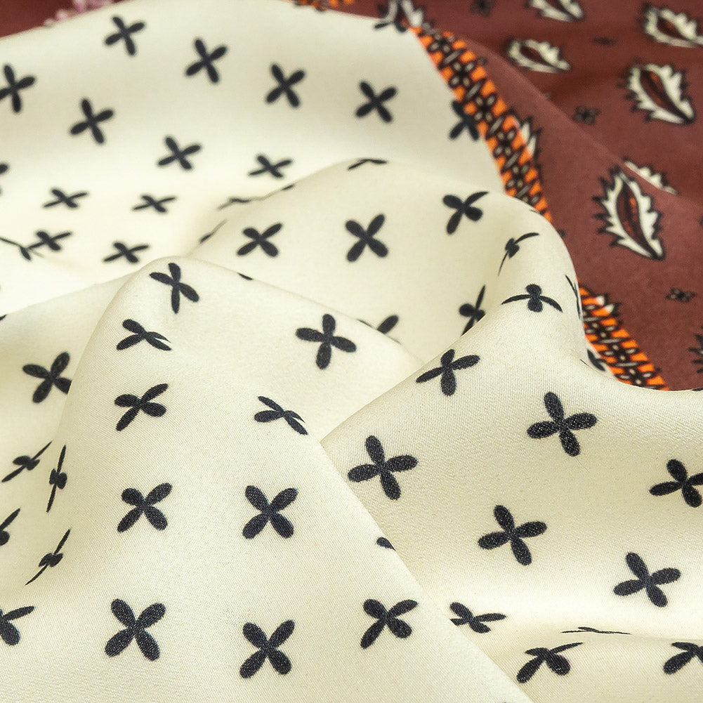 Polyester Crepe de Chine Panel - Brown, White and Orange Paisley Patchwork - Mood Exclusive Tidy Tapestry Detail Polyester Crepe de Chine Panel - Brown, White and Orange Paisley Patchwork - Mood Exclusive Tidy Tapestry Detail