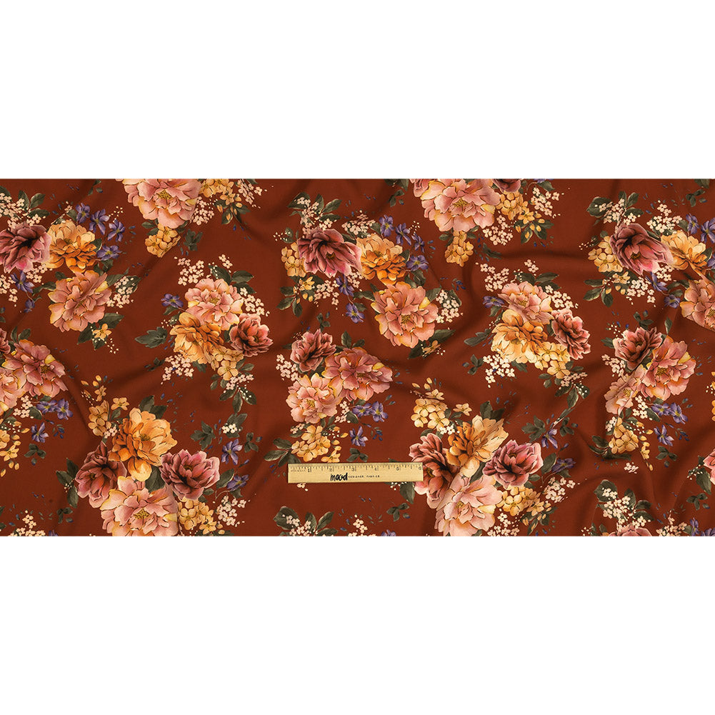Polyester Twill Print - Clay Red and Pink Floral - Mood Exclusive Halcyon Days Full Polyester Twill Print - Clay Red and Pink Floral - Mood Exclusive Halcyon Days Full