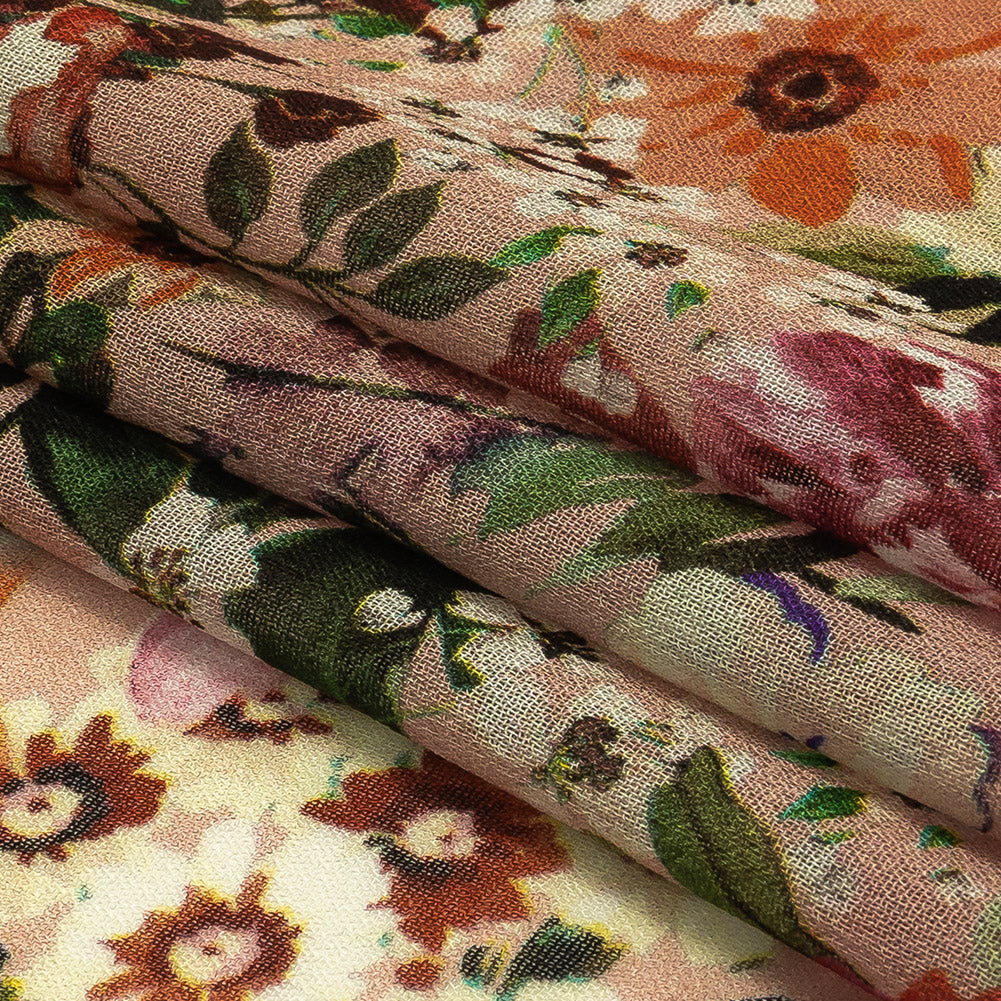 Mood Exclusive Pink Botanical Bounty Viscose Georgette Folded Mood Exclusive Pink Botanical Bounty Viscose Georgette Folded