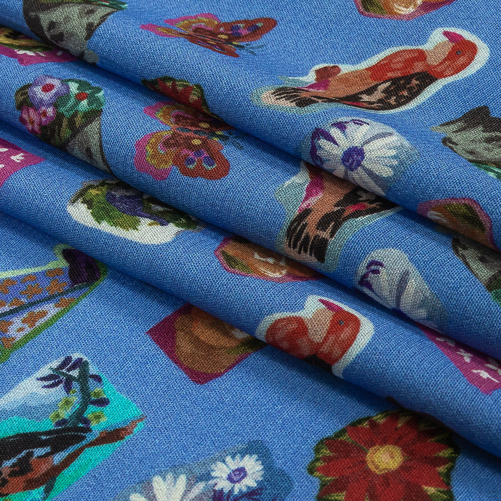 Sustainable Viscose Woven Print - Ultramarine Blue Floral Stickers - Mood Exclusive Sticking Power Folded Sustainable Viscose Woven Print - Ultramarine Blue Floral Stickers - Mood Exclusive Sticking Power Folded