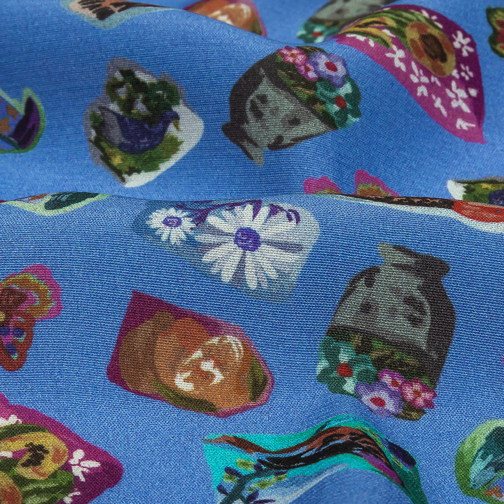 Sustainable Viscose Woven Print - Ultramarine Blue Floral Stickers - Mood Exclusive Sticking Power Detail Sustainable Viscose Woven Print - Ultramarine Blue Floral Stickers - Mood Exclusive Sticking Power Detail