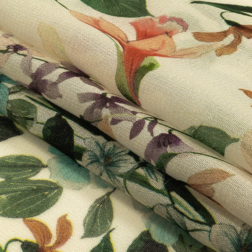 Mood Exclusive Beige O'Keefe's Orchids Viscose Georgette Folded Mood Exclusive Beige O'Keefe's Orchids Viscose Georgette Folded