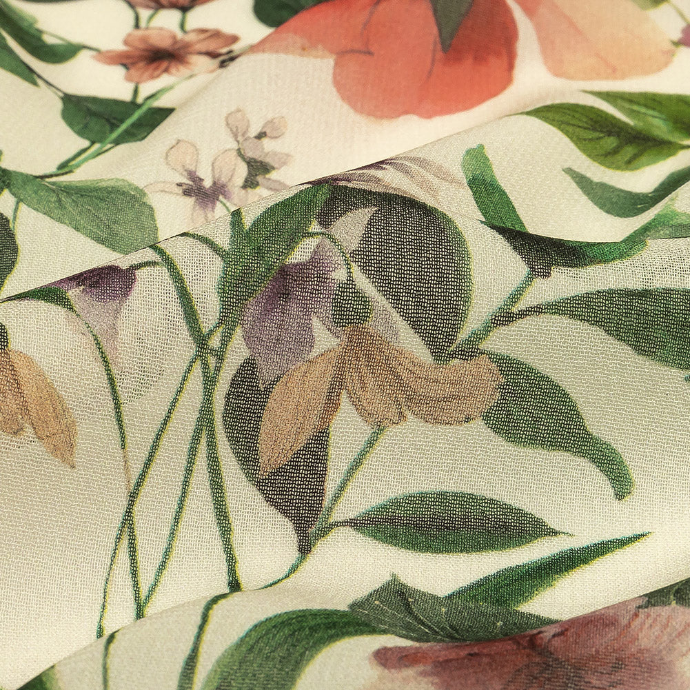 Mood Exclusive Beige O'Keefe's Orchids Viscose Georgette Detail Mood Exclusive Beige O'Keefe's Orchids Viscose Georgette Detail