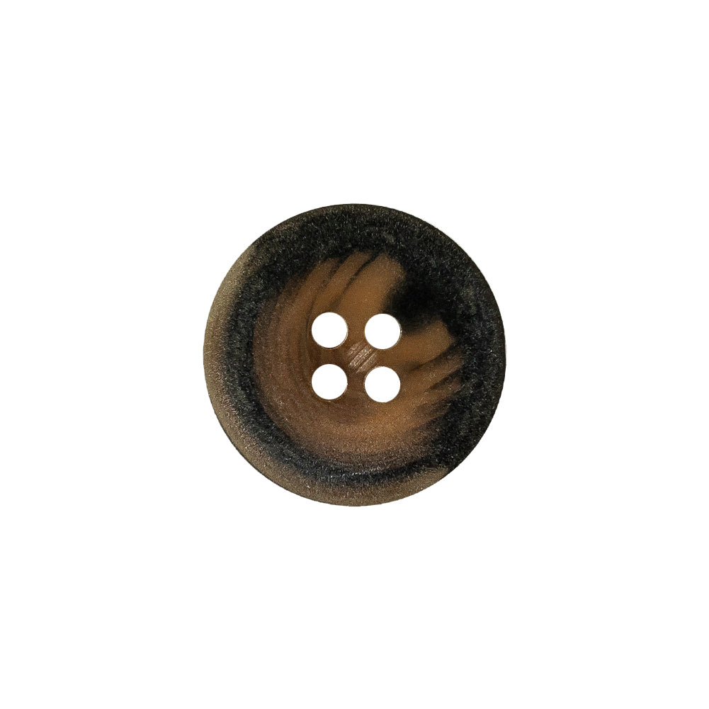Sepia and Shale Swirls Low Convex Plastic 4-Hole Button - 28L/18mm Detail Sepia and Shale Swirls Low Convex Plastic 4-Hole Button - 28L/18mm Detail