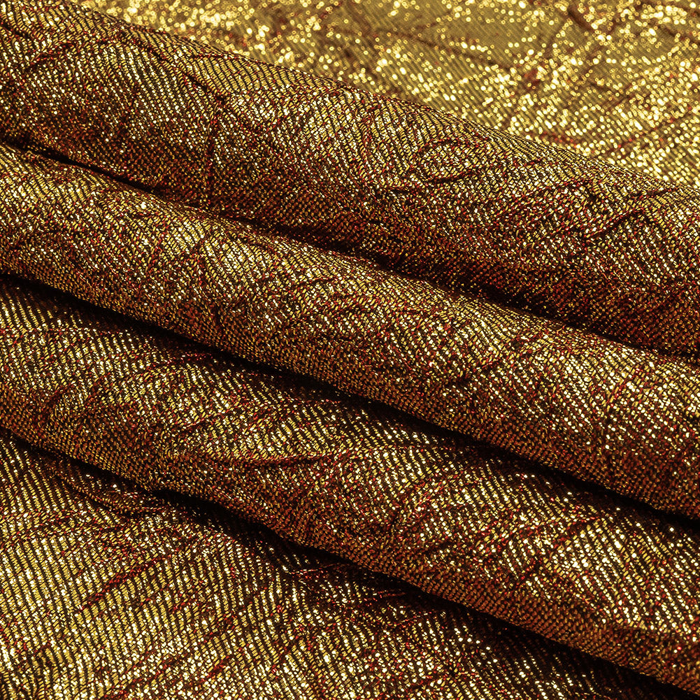 Astrolabe Metallic Candy Apple Red and Gold Crinkled Luxury Brocade with Black Backing - Folded Astrolabe Metallic Candy Apple Red and Gold Crinkled Luxury Brocade with Black Backing - Folded