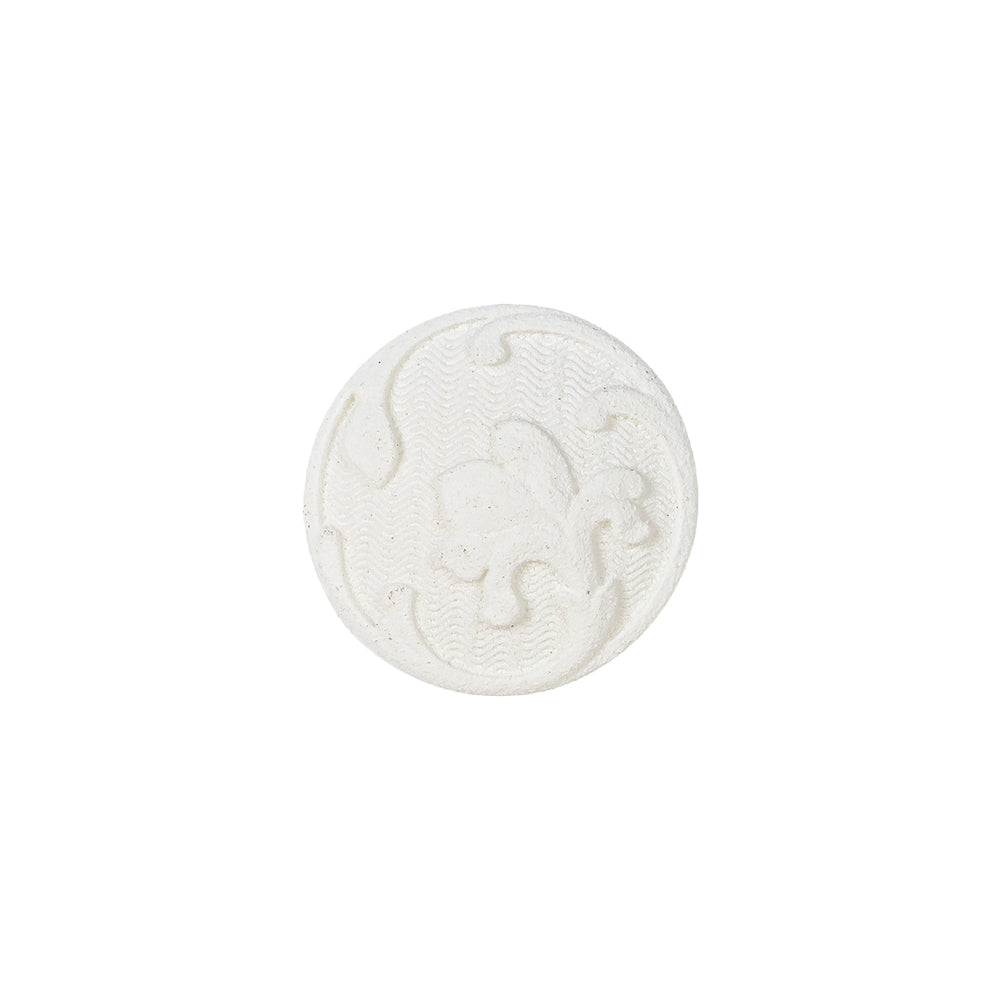 White Floral Embossed Shank Back Plastic Button - 24L/15mm White Floral Embossed Shank Back Plastic Button - 24L/15mm