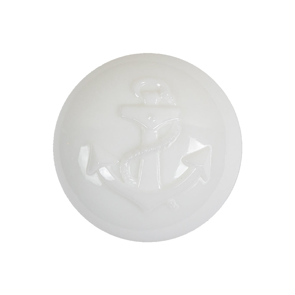 Italian White Anchor Embossed Shank Back Button - 40L/25.5mm Italian White Anchor Embossed Shank Back Button - 40L/25.5mm