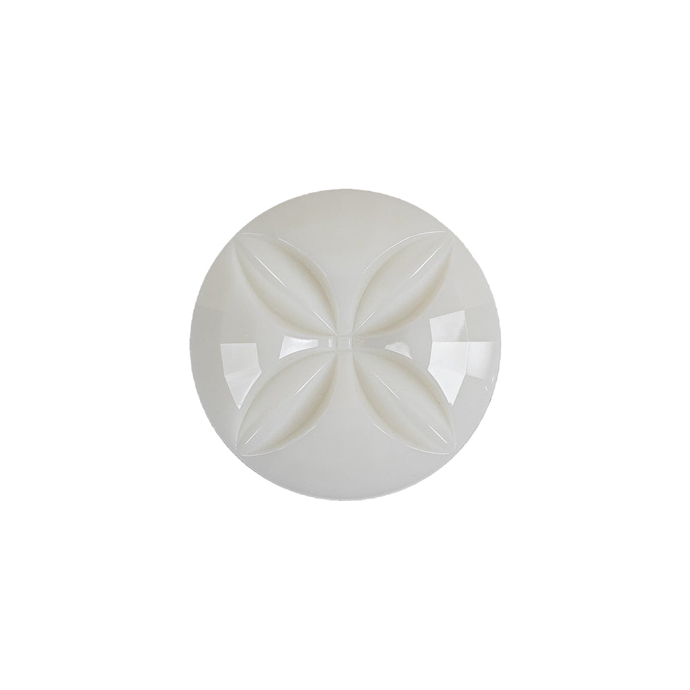 Italian White Floral Etched Shank Back Button - 30L/19mm Italian White Floral Etched Shank Back Button - 30L/19mm