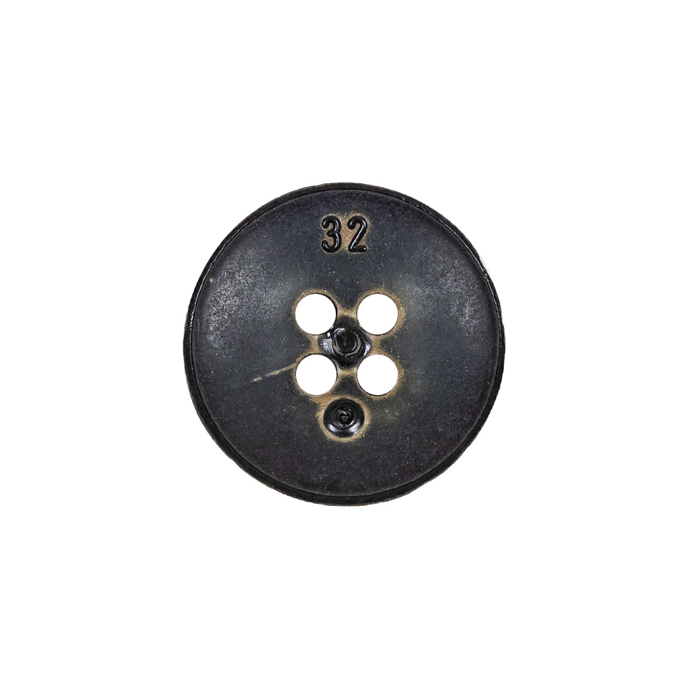 Antique Black Knotted Leather-Look 4-Hole Plastic Button - 32L/20mm Detail Antique Black Knotted Leather-Look 4-Hole Plastic Button - 32L/20mm Detail