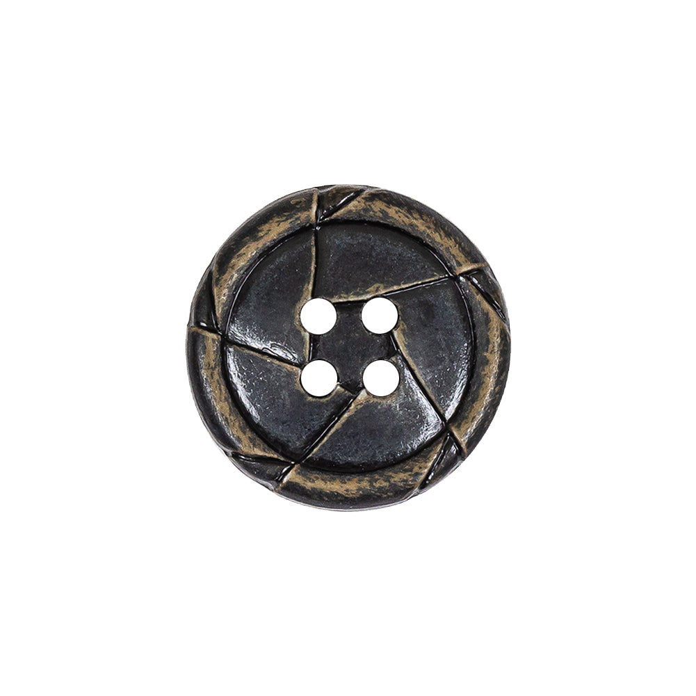 Antique Black Knotted Leather-Look 4-Hole Plastic Button - 32L/20mm Antique Black Knotted Leather-Look 4-Hole Plastic Button - 32L/20mm