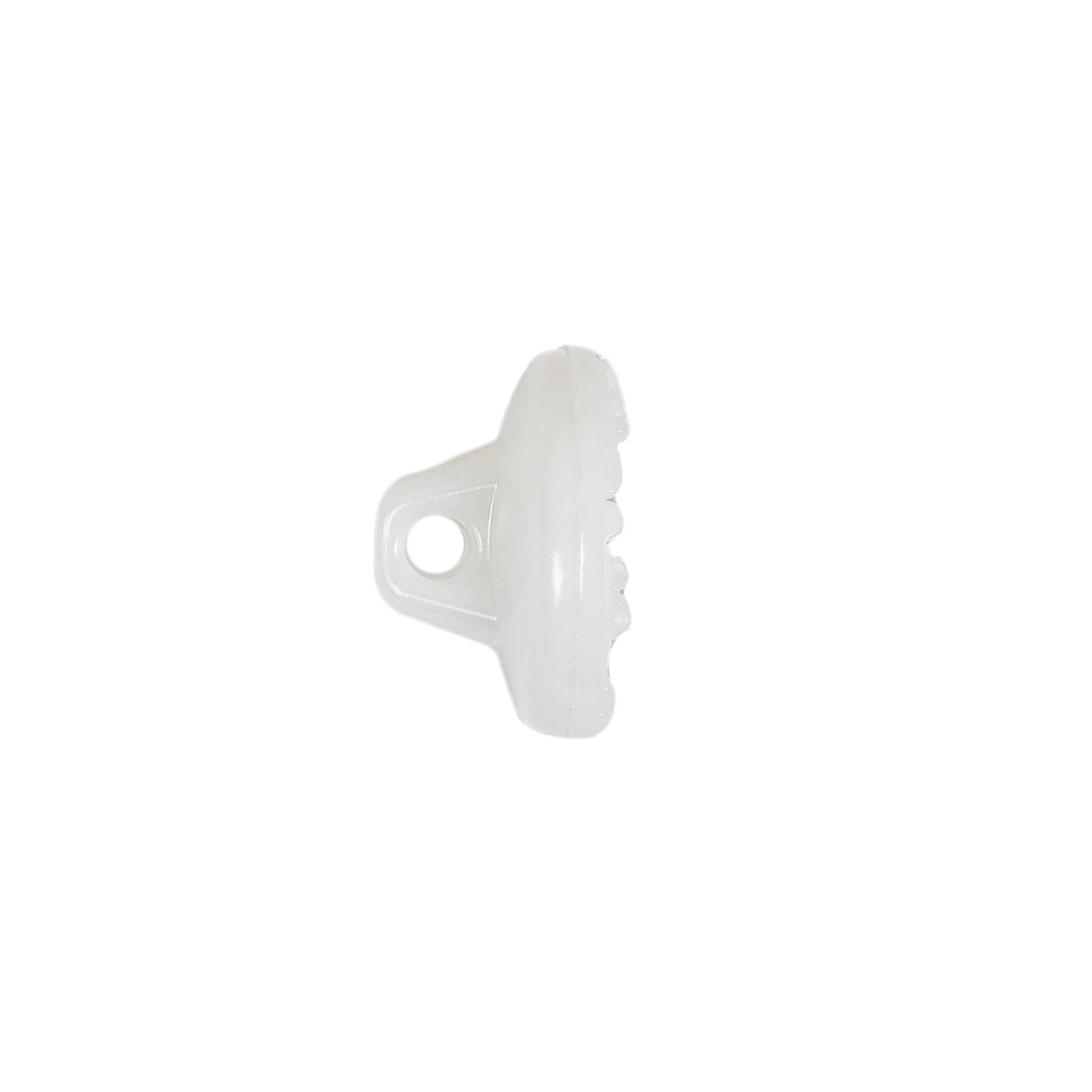 Italian White Concave Floral Molded Shank Back Plastic Button - 24L/15mm Folded Italian White Concave Floral Molded Shank Back Plastic Button - 24L/15mm Folded