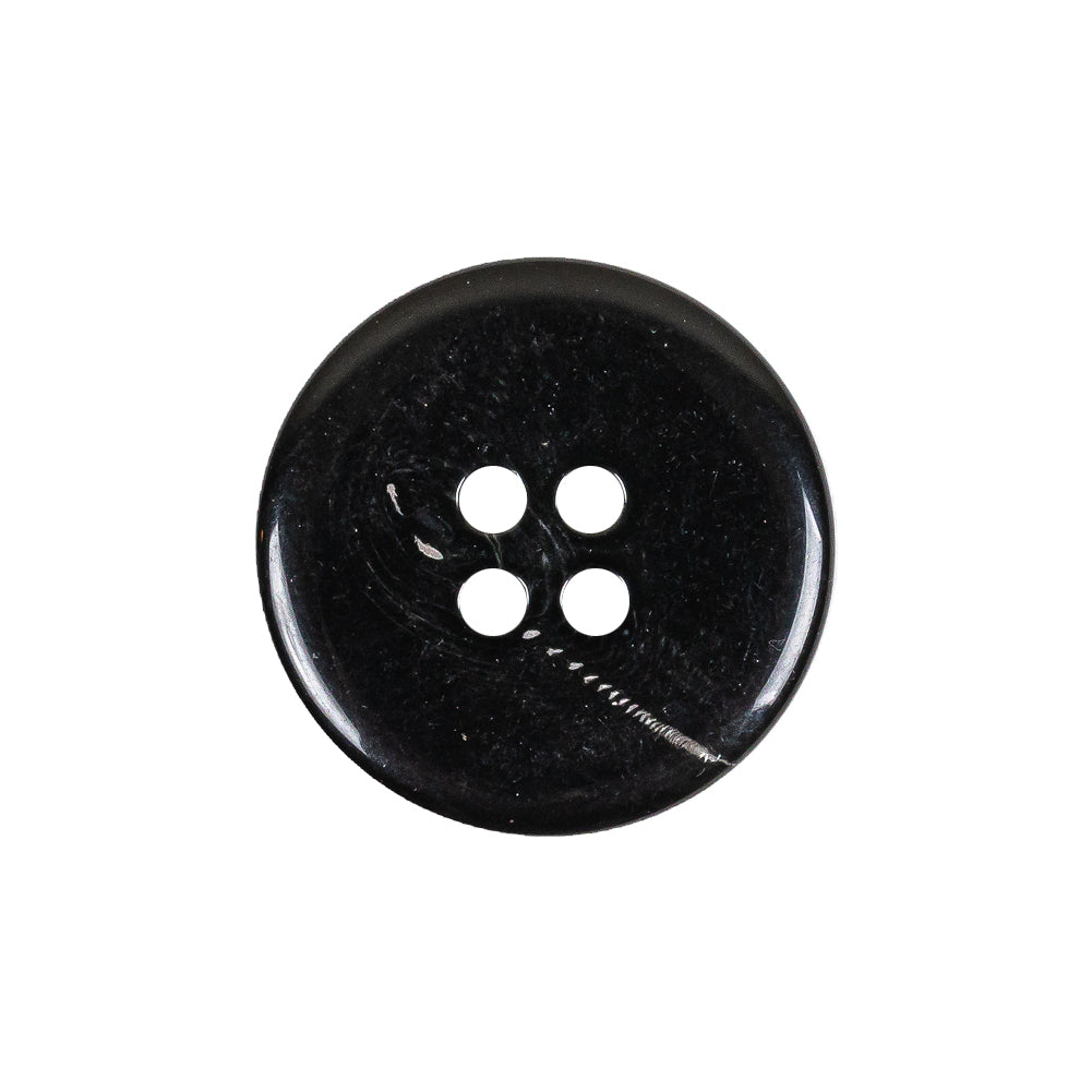 Italian Shiny Black 4-Hole Plastic Button - 36L/23mm Detail Italian Shiny Black 4-Hole Plastic Button - 36L/23mm Detail