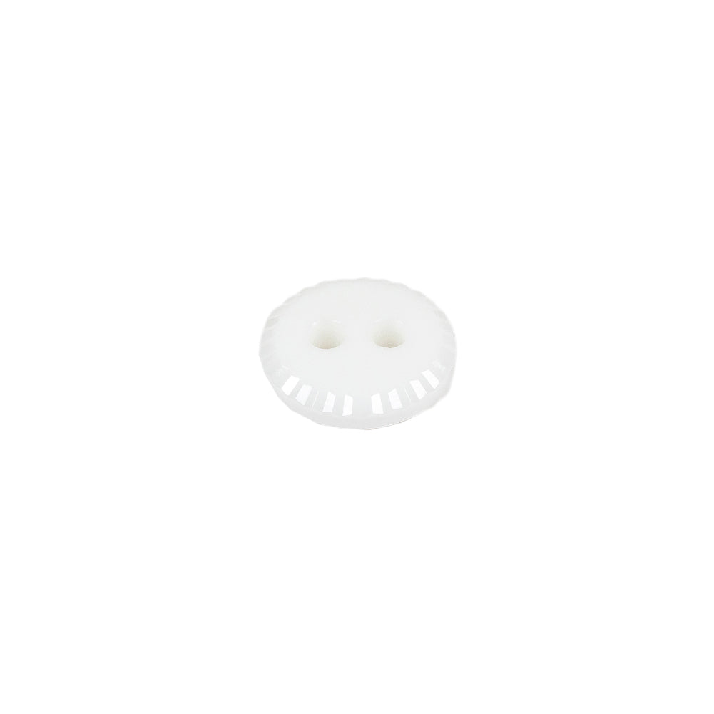 White Sawtooth Rim Plastic 2-Hole Button - 18L/11.5mm Folded White Sawtooth Rim Plastic 2-Hole Button - 18L/11.5mm Folded