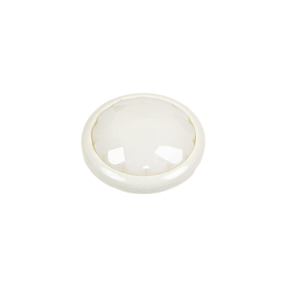 Italian White Faceted Dome Self Back Plastic Button - 30L/19mm Folded Italian White Faceted Dome Self Back Plastic Button - 30L/19mm Folded