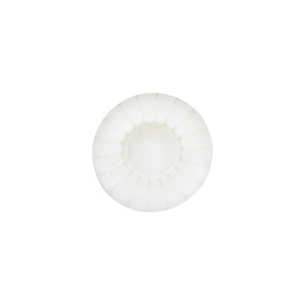 Italian White Faceted Center Floral Molded Shank Back Plastic Button - 24L/15mm Italian White Faceted Center Floral Molded Shank Back Plastic Button - 24L/15mm