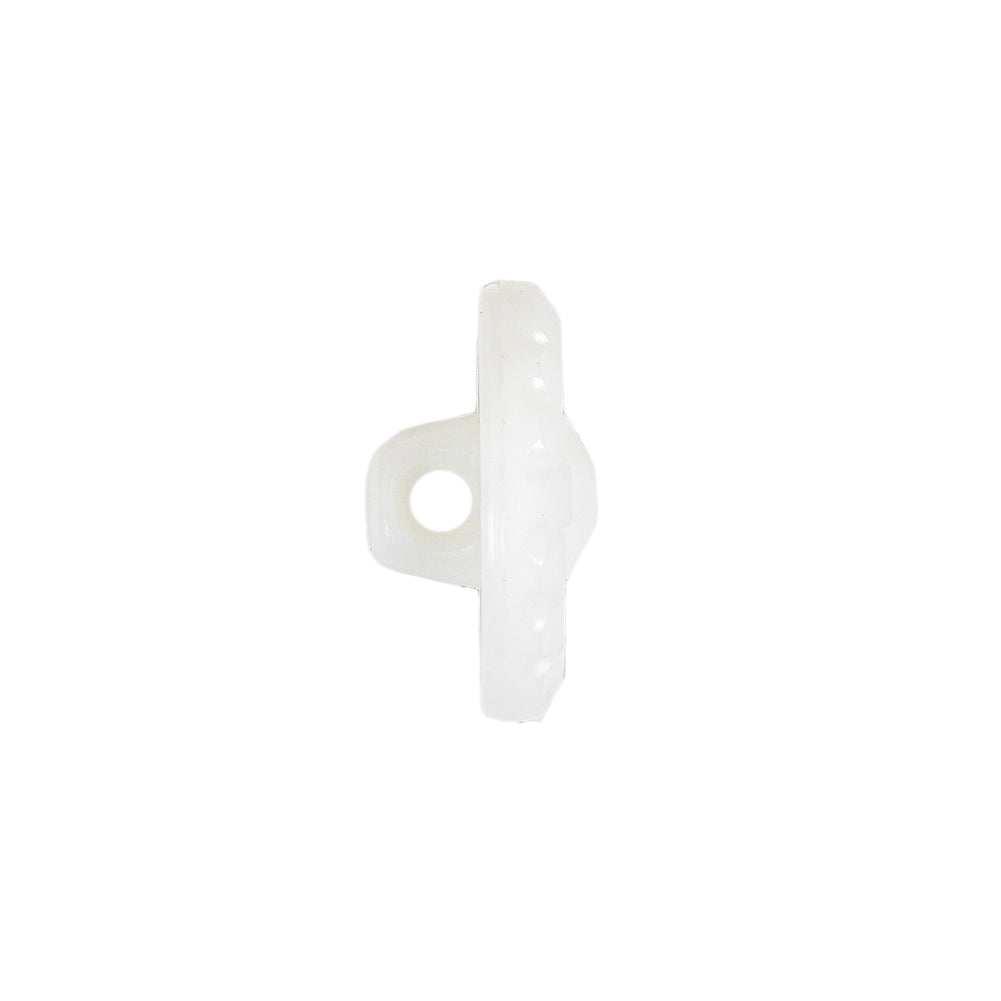 Italian White Faceted Center Floral Molded Shank Back Plastic Button - 30L/19mm Folded Italian White Faceted Center Floral Molded Shank Back Plastic Button - 30L/19mm Folded