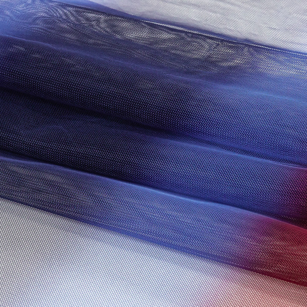 Ombre Stripes Shadow Tulle - Red, Mazarine Blue and Navy - Folded Ombre Stripes Shadow Tulle - Red, Mazarine Blue and Navy - Folded