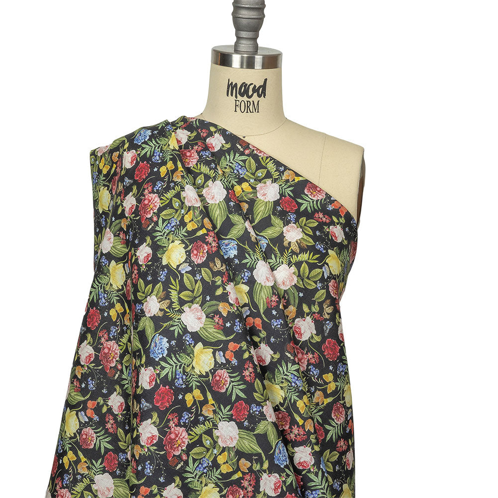 Black, Pink and Yellow Butterfly Garden Medium Weight Linen Woven Drape Black, Pink and Yellow Butterfly Garden Medium Weight Linen Woven Drape