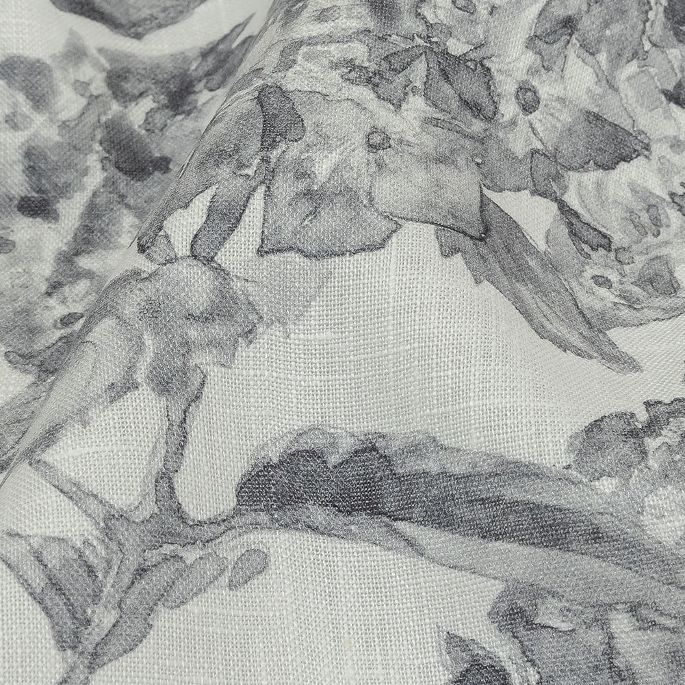 Gray and White Hydrangeas Medium Weight Linen Woven Detail Gray and White Hydrangeas Medium Weight Linen Woven Detail