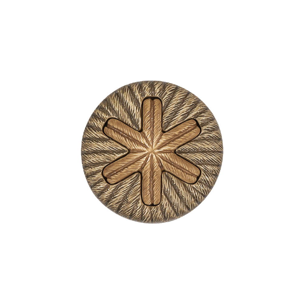 Beige and Olive Star Rope Textured Shank Back Plastic Button - 32L/20mm Beige and Olive Star Rope Textured Shank Back Plastic Button - 32L/20mm