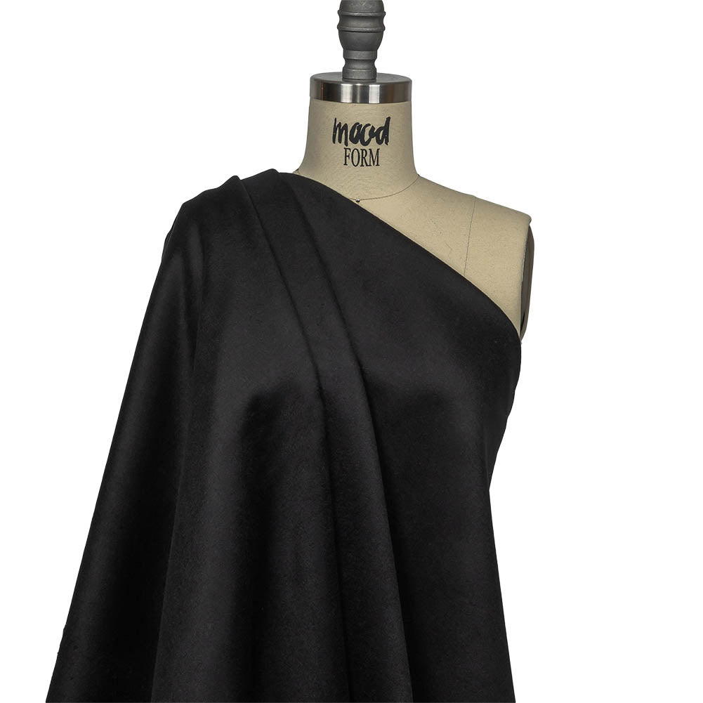Black Brushed Wool Coating Drape Black Brushed Wool Coating Drape