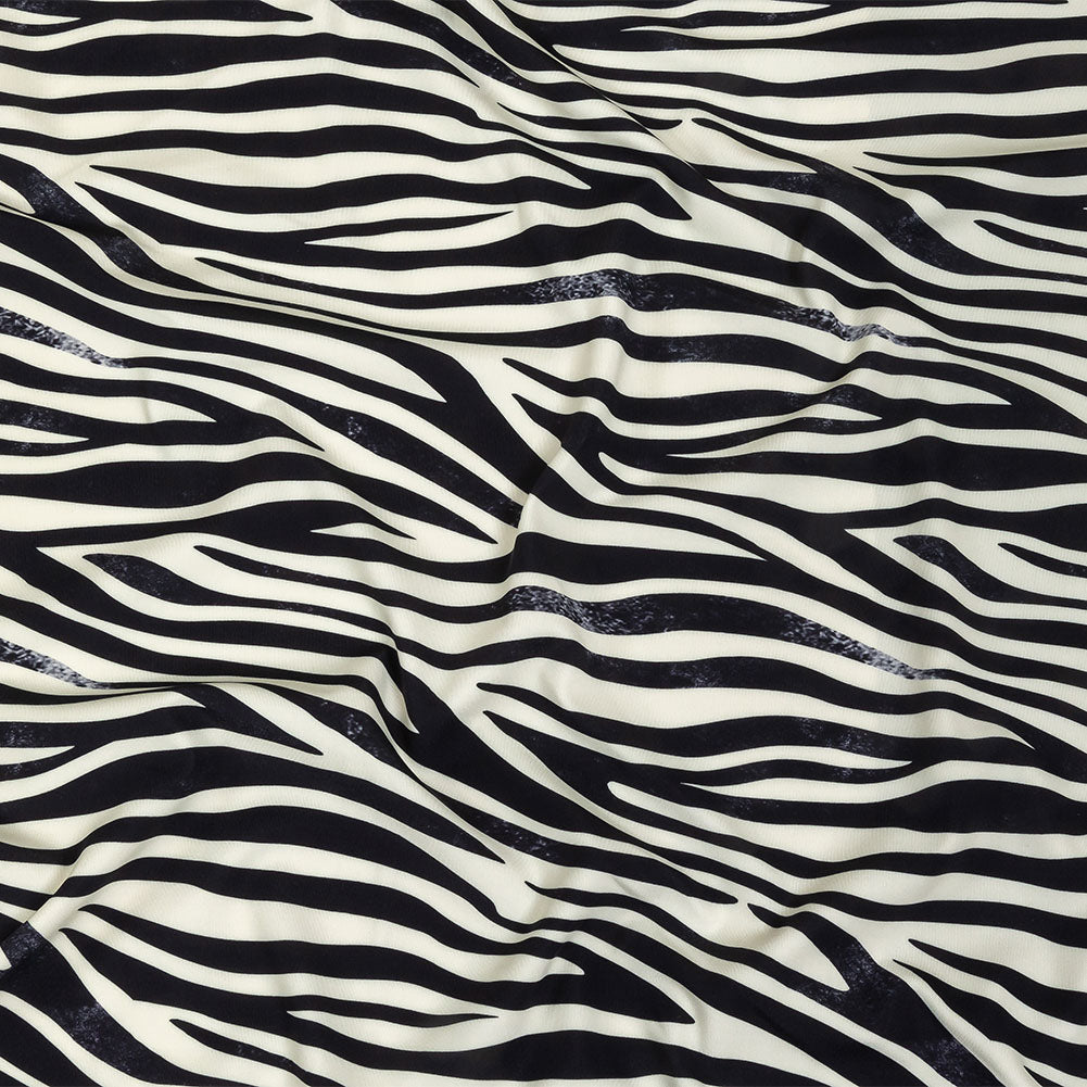 Black and Cream Zebra Stripes UV Protective Compression Swimwear Tricot with Aloe Vera Microcapsules Black and Cream Zebra Stripes UV Protective Compression Swimwear Tricot with Aloe Vera Microcapsules