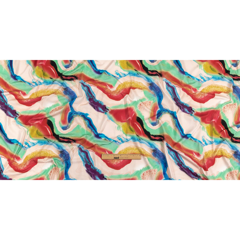 Compression Swimwear Tricot, UV Protective with Aloe Vera Microcapsules - Pale Pink and Rainbow Marbled - Caye Collection - Full Compression Swimwear Tricot, UV Protective with Aloe Vera Microcapsules - Pale Pink and Rainbow Marbled - Caye Collection - Full
