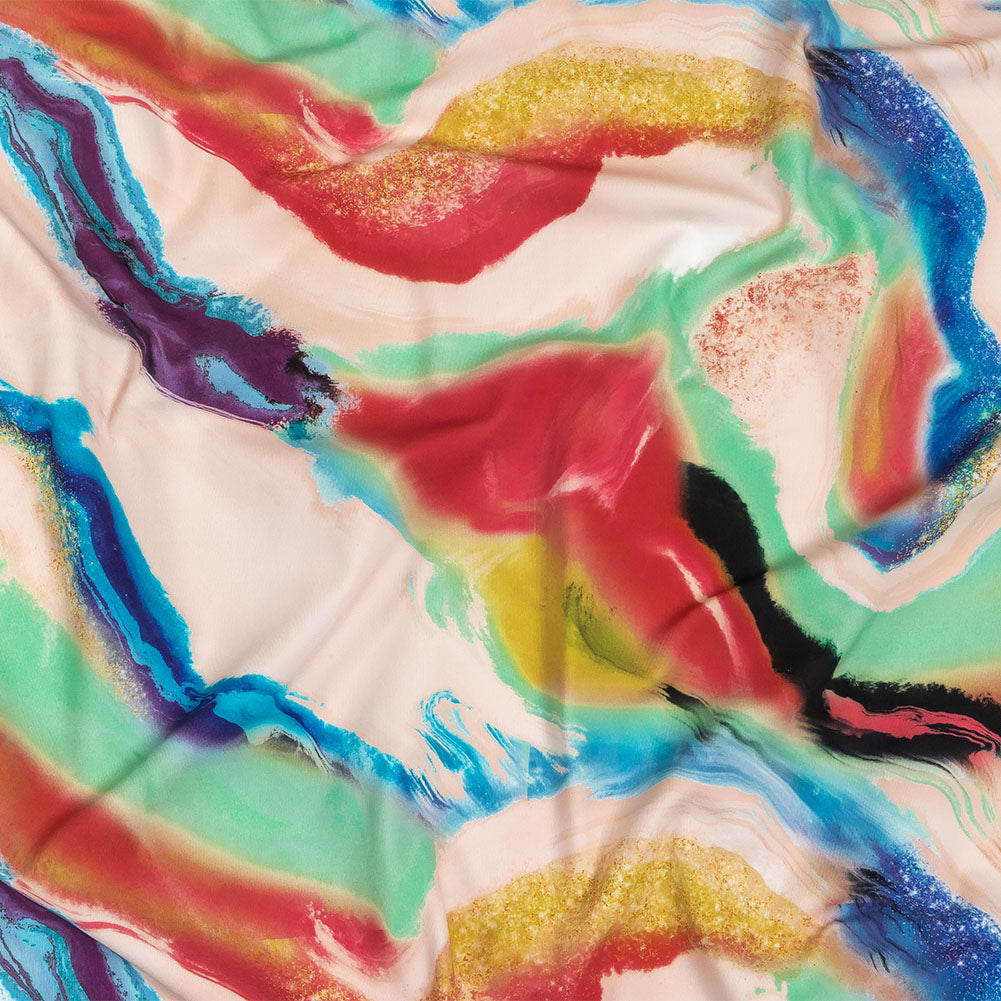 Compression Swimwear Tricot, UV Protective with Aloe Vera Microcapsules - Pale Pink and Rainbow Marbled - Caye Collection Compression Swimwear Tricot, UV Protective with Aloe Vera Microcapsules - Pale Pink and Rainbow Marbled - Caye Collection