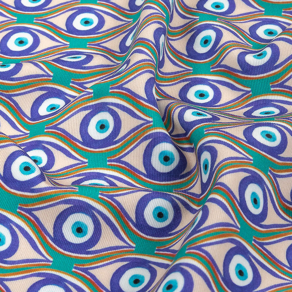 Green and Blue Evil Eye UV Protective Compression Swimwear Tricot with Aloe Vera Microcapsules - Detail Green and Blue Evil Eye UV Protective Compression Swimwear Tricot with Aloe Vera Microcapsules - Detail