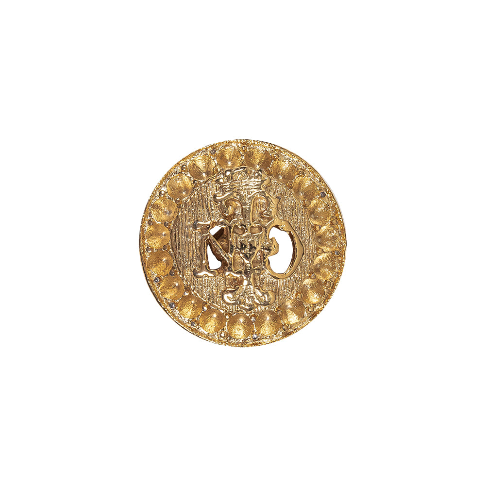 Gold Ornate Crest Metal Shank Back Button - 28L/18mm Gold Ornate Crest Metal Shank Back Button - 28L/18mm