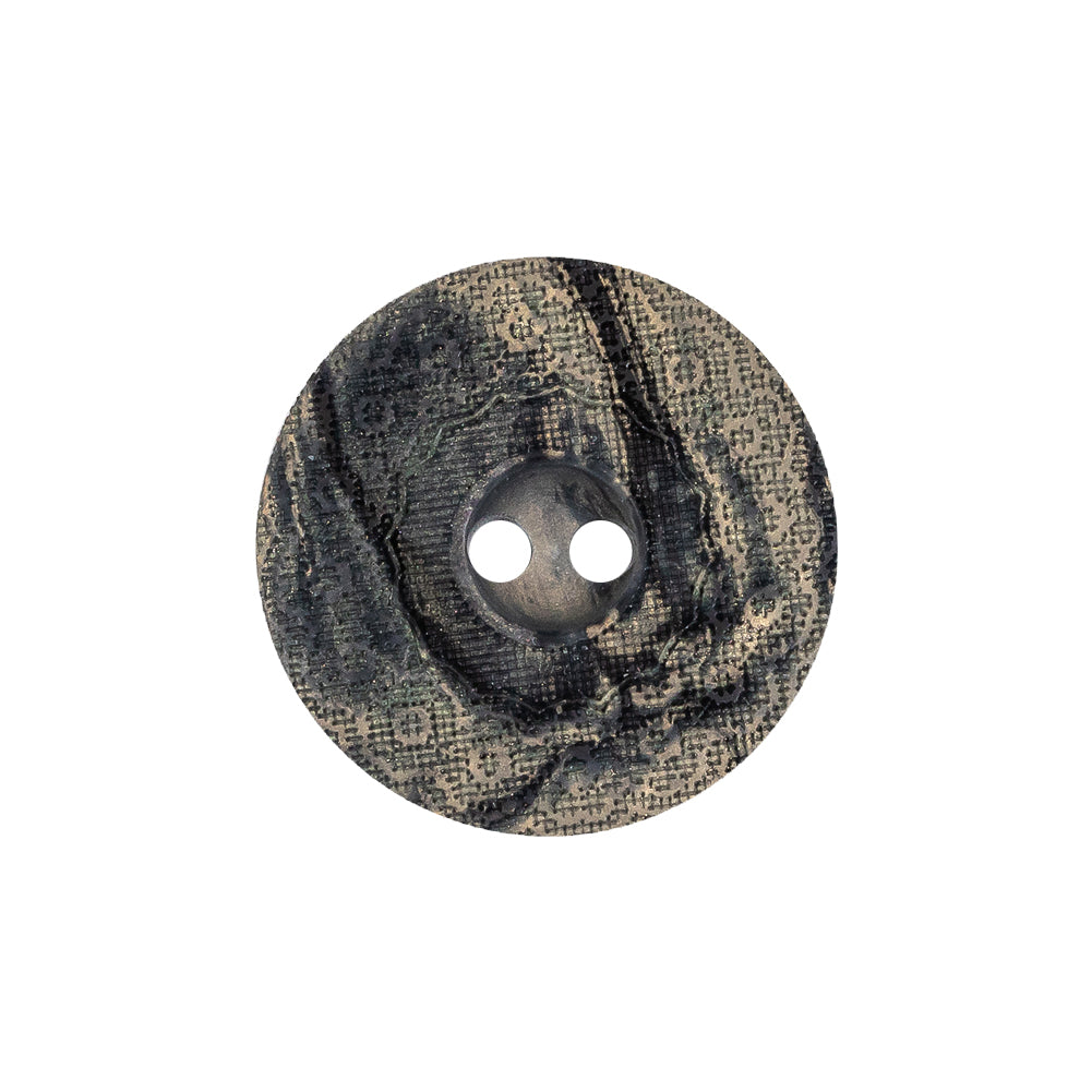 Italian Meteorite and Gold Swirled Lacy Textured Wide Rim 2-Hole Plastic Button - 36L/23mm Italian Meteorite and Gold Swirled Lacy Textured Wide Rim 2-Hole Plastic Button - 36L/23mm