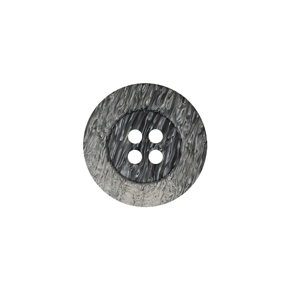 Gray and White Striated 4-Hole Plastic Button - 28L/18mm Gray and White Striated 4-Hole Plastic Button - 28L/18mm