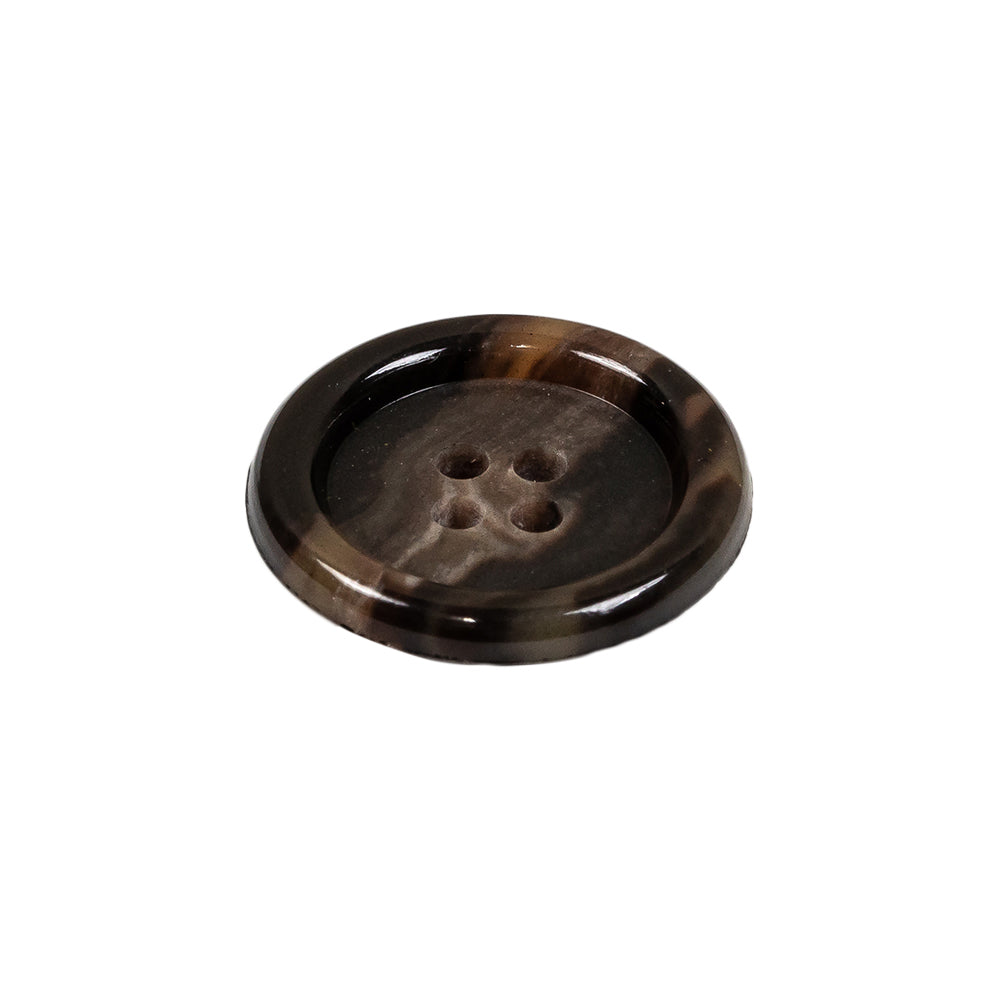 Dark Brown and Almond Mottled Semitransparent 4-Hole Rolled Rim Plastic Button - 34L/21.5mm Folded Dark Brown and Almond Mottled Semitransparent 4-Hole Rolled Rim Plastic Button - 34L/21.5mm Folded
