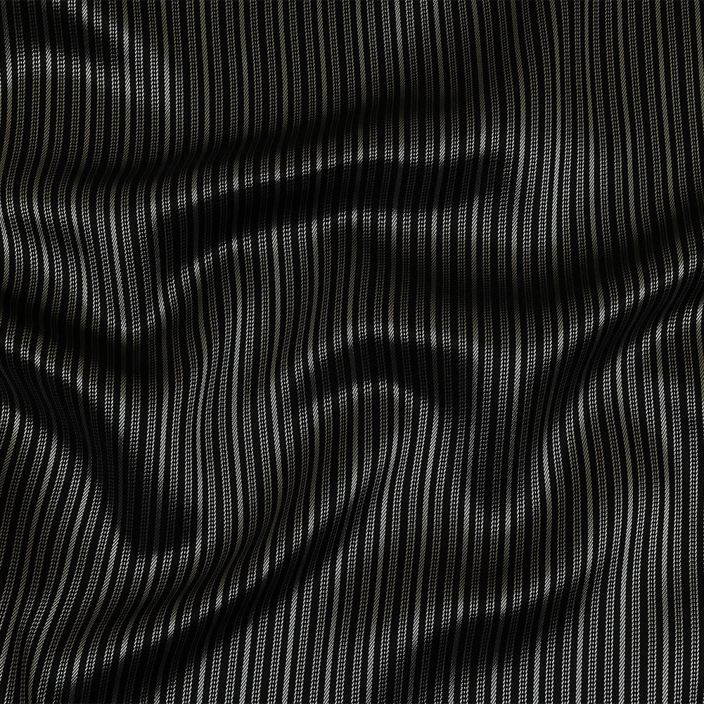 Black and Silver Striped Acetate Twill Lining Black and Silver Striped Acetate Twill Lining