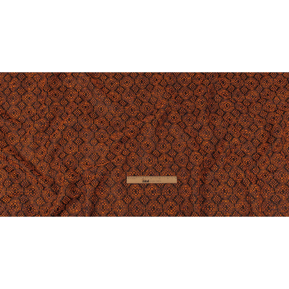 Metallic Gold, Shocking Orange and Black Diamonds Polyester Boucled Jacquard Full Metallic Gold, Shocking Orange and Black Diamonds Polyester Boucled Jacquard Full