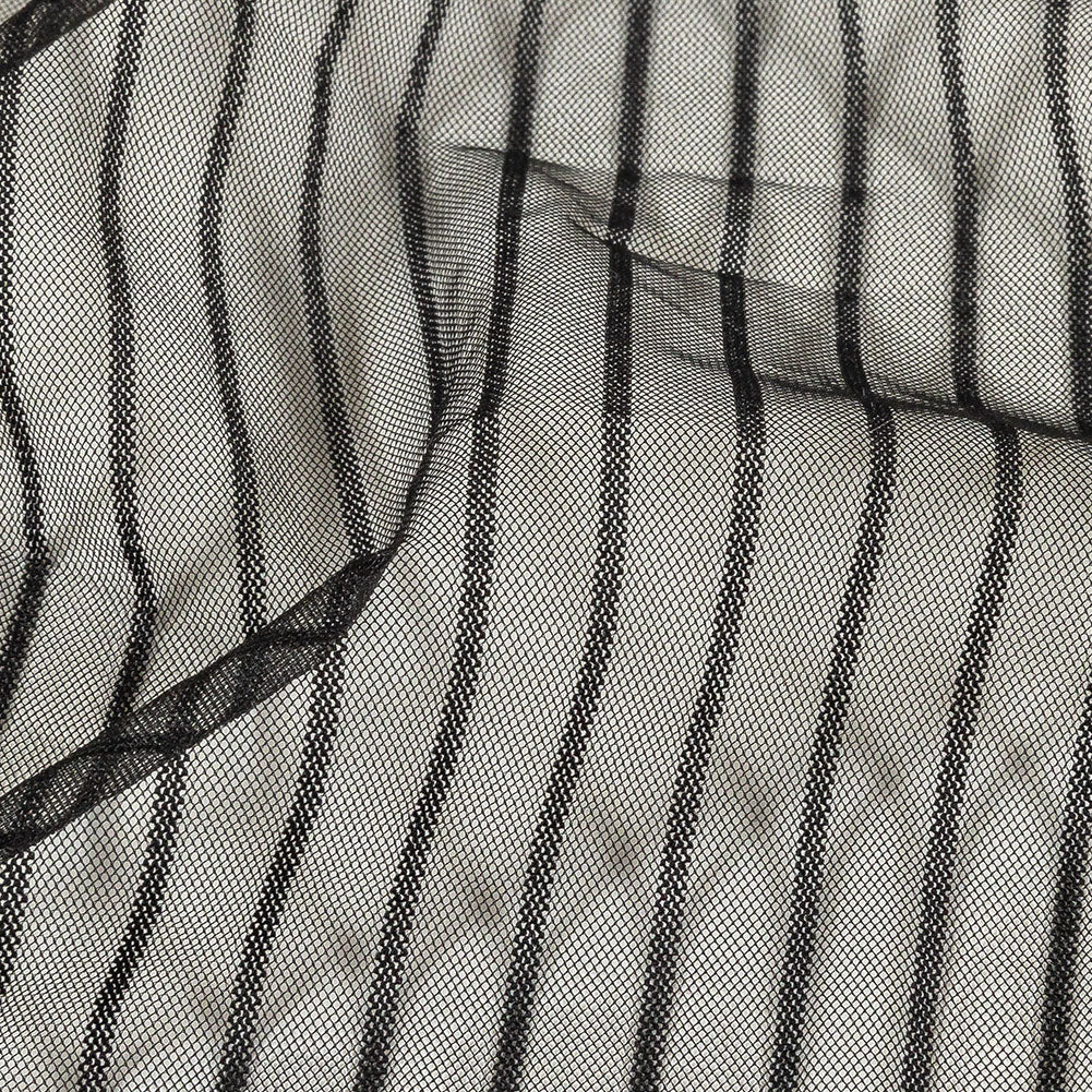 Embroidery Striped Tulle - Black - Elsinore Collection - Detail Embroidery Striped Tulle - Black - Elsinore Collection - Detail