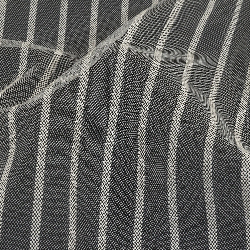 Embroidery Striped Tulle - White - Elsinore Collection - Detail Embroidery Striped Tulle - White - Elsinore Collection - Detail