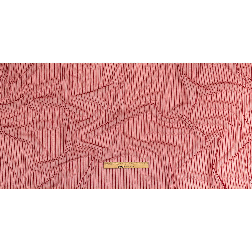 Embroidery Striped Tulle - Wine - Elsinore Collection - Full Embroidery Striped Tulle - Wine - Elsinore Collection - Full