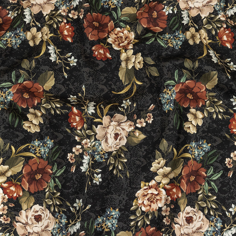 Mood Exclusive Charcoal Garden of Eden Stretch Cotton Sateen Mood Exclusive Charcoal Garden of Eden Stretch Cotton Sateen