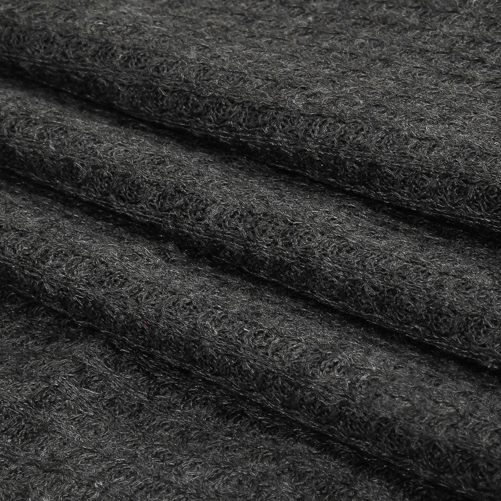 Charcoal Heathered Polyester Waffle Sweater Knit Folded Charcoal Heathered Polyester Waffle Sweater Knit Folded